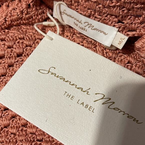 Savannah Morrow The Label Rico Crochet Button Up Sweater in Guava Size M/L NWT - Picture 5 of 8